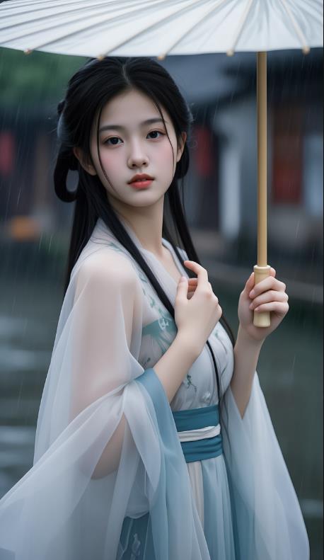 水墨风汉服美女描述技巧